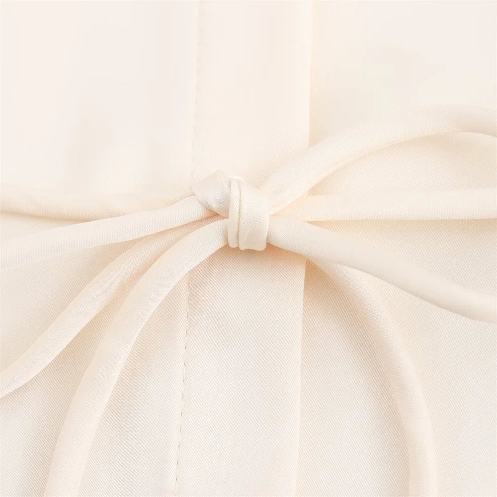Waist-Tie Silk-Texture Shirt LAPANIA