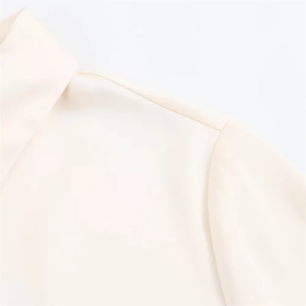 Waist-Tie Silk-Texture Shirt LAPANIA