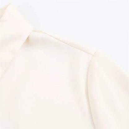 Waist-Tie Silk-Texture Shirt LAPANIA