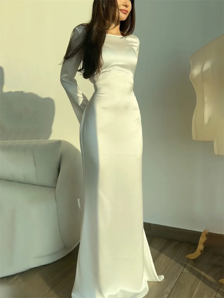 Back Lace-Up Maxi Dress with Flared Sleeves