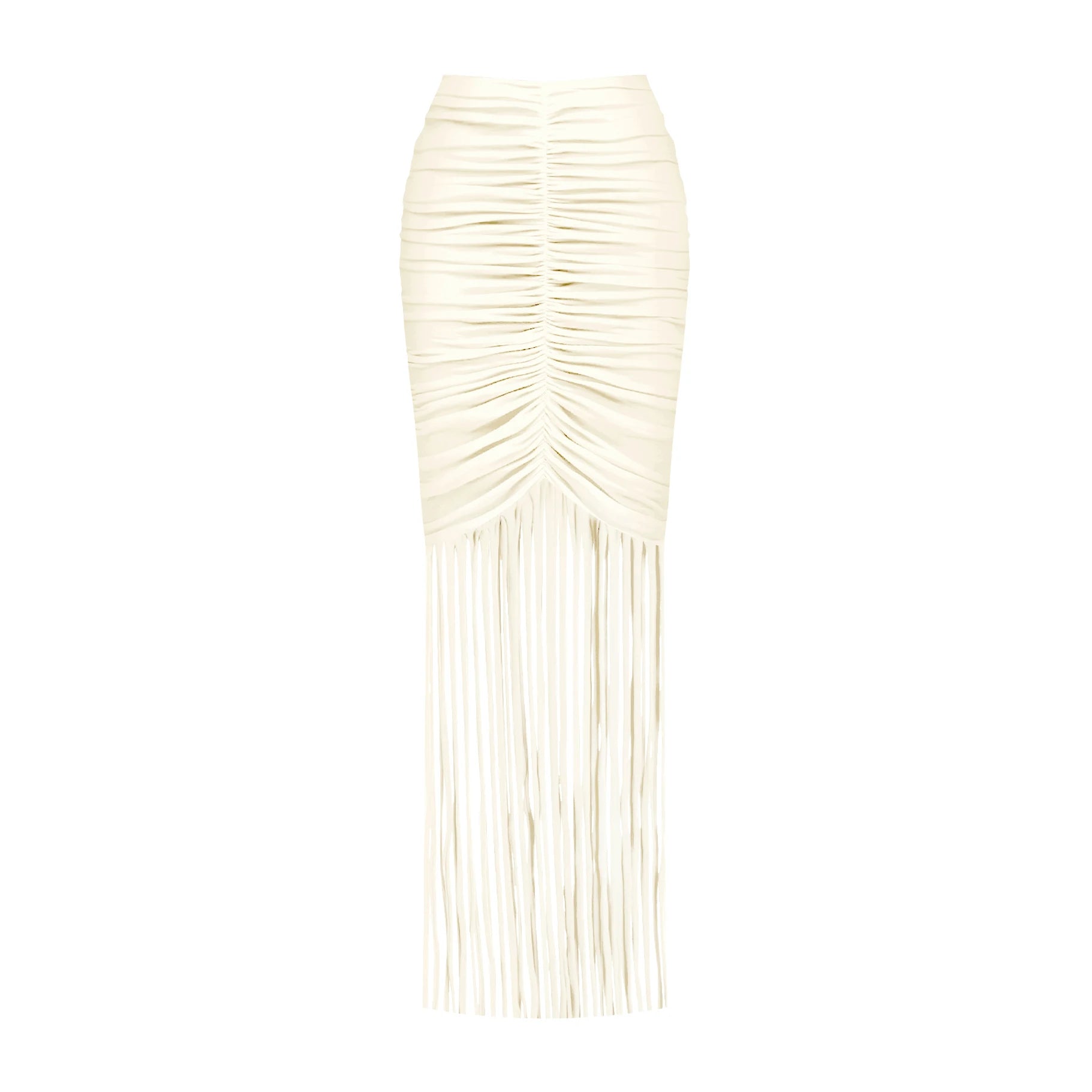 White fringe skirt on a white background
