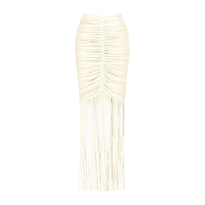 White fringe skirt on a white background