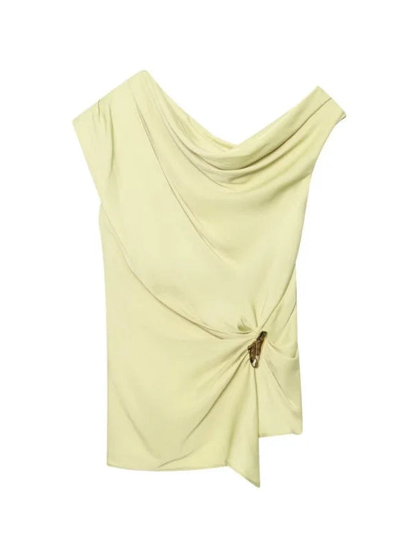Yellow Asymmetric Knot Top with Gold Detail LAPANIA