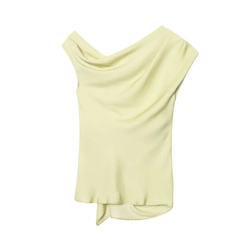 Yellow Asymmetric Knot Top with Gold Detail LAPANIA