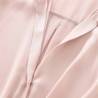Light Pink Knotted Satin Lapel Shirt LAPANIA