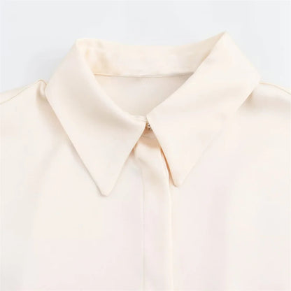Waist-Tie Silk-Texture Shirt LAPANIA