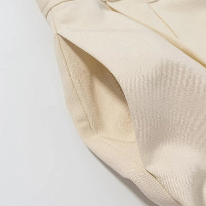 Beige Draped Wide-Leg High-Waist Pants LAPANIA