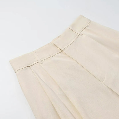 Beige Draped Wide-Leg High-Waist Pants LAPANIA